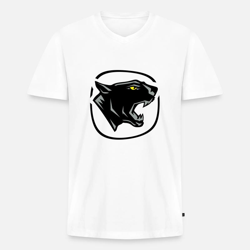 panthère_3 - Männer Premium Bio T-Shirt mit V-Ausschnitt - Weiß