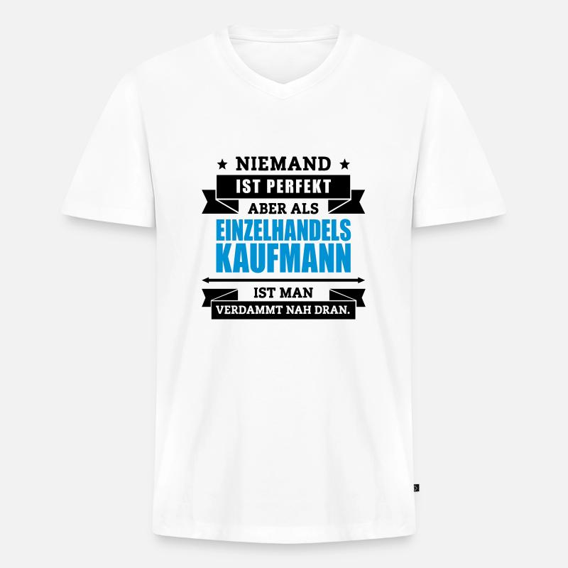 Fun Einzelhandelskaufmann - Männer Premium Bio T-Shirt mit V-Ausschnitt - Weiß
