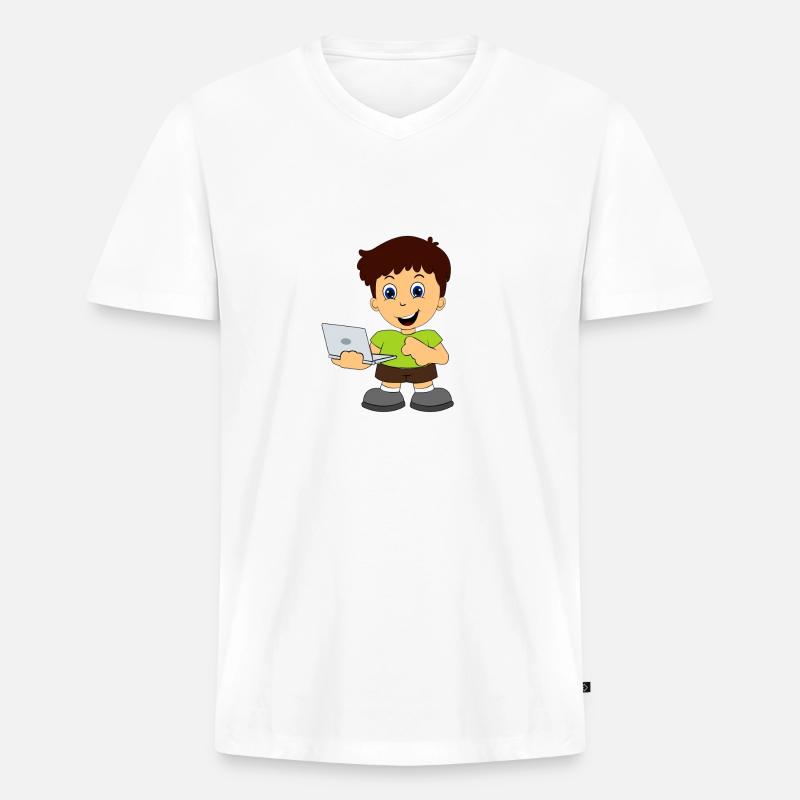 Computer Nerd Internet - Männer Premium Bio T-Shirt mit V-Ausschnitt - Weiß
