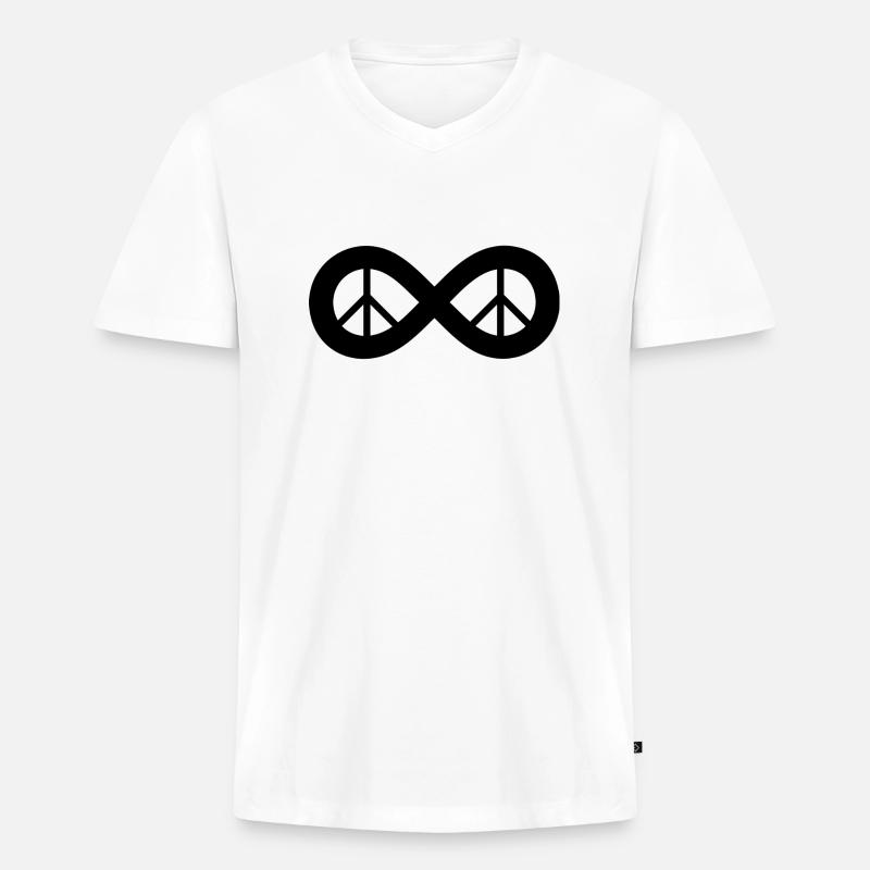 Peace - Männer Premium Bio T-Shirt mit V-Ausschnitt - Weiß