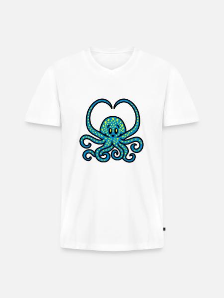 Squid Heart 3 - Men's Premium Organic T-shirt with V-neck - white