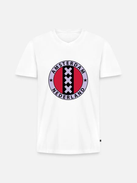 Amsterdam - Männer Premium Bio T-Shirt mit V-Ausschnitt - Weiß
