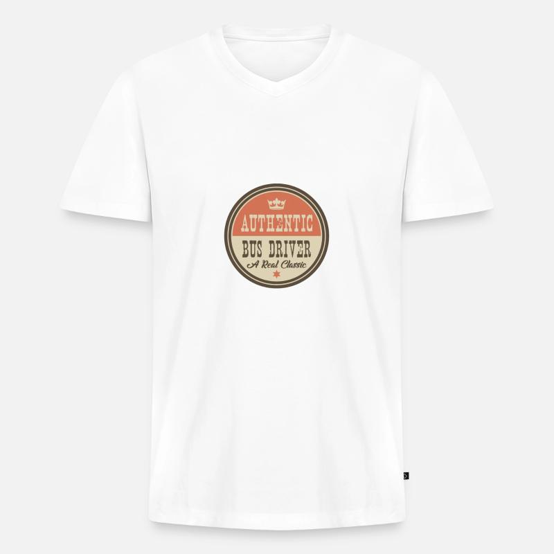 AUTHENTIC BUS DRIVER - BUSFAHRER - Männer Premium Bio T-Shirt mit V-Ausschnitt - Weiß