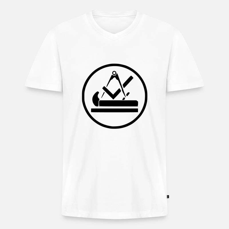 Tischler - Männer Premium Bio T-Shirt mit V-Ausschnitt - Weiß