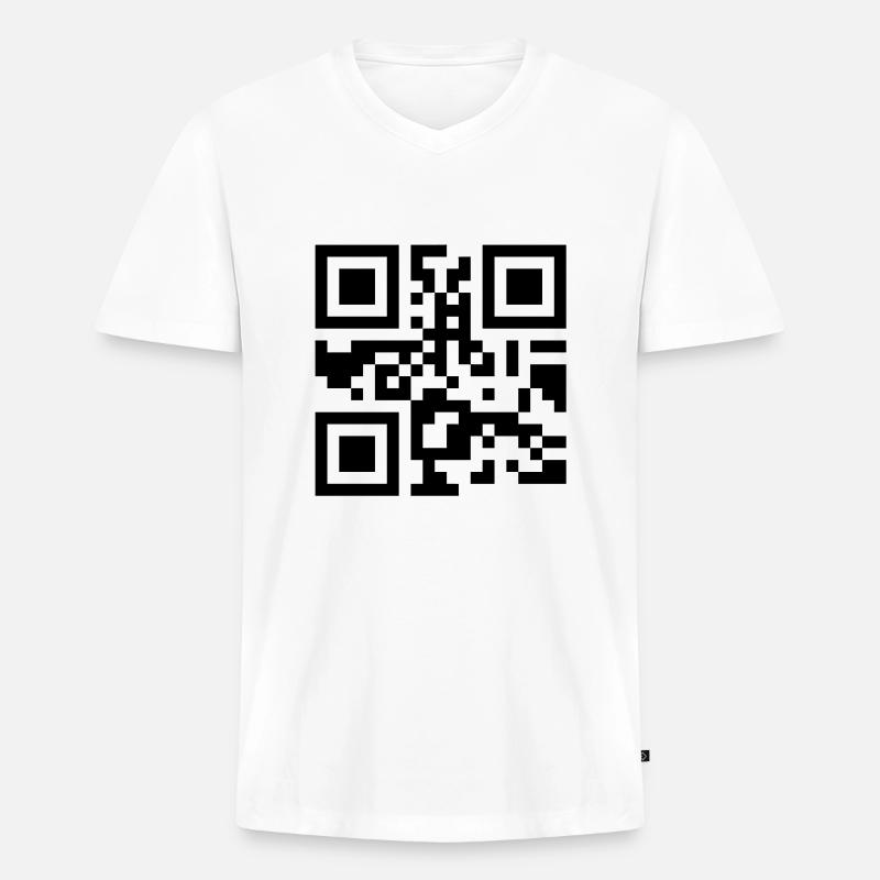 Single Barcode - Männer Premium Bio T-Shirt mit V-Ausschnitt - Weiß