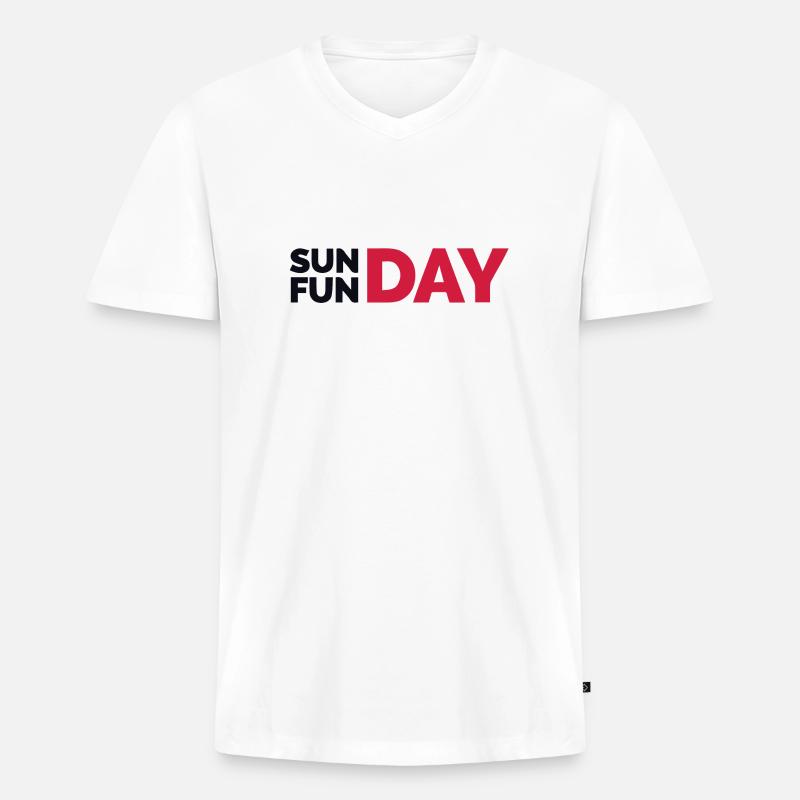 Sun-Fun-Day - Männer Premium Bio T-Shirt mit V-Ausschnitt - Weiß