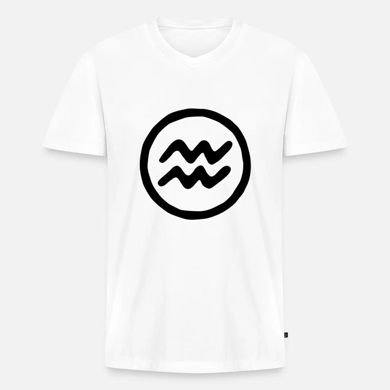 wassermann_a_1c - Männer Premium Bio T-Shirt mit V-Ausschnitt - Weiß