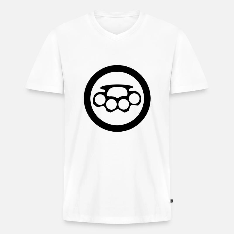 schlagring icon - Männer Premium Bio T-Shirt mit V-Ausschnitt - Weiß