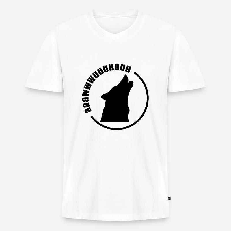 Wolf - Auuwwwwww - Männer Premium Bio T-Shirt mit V-Ausschnitt - Weiß