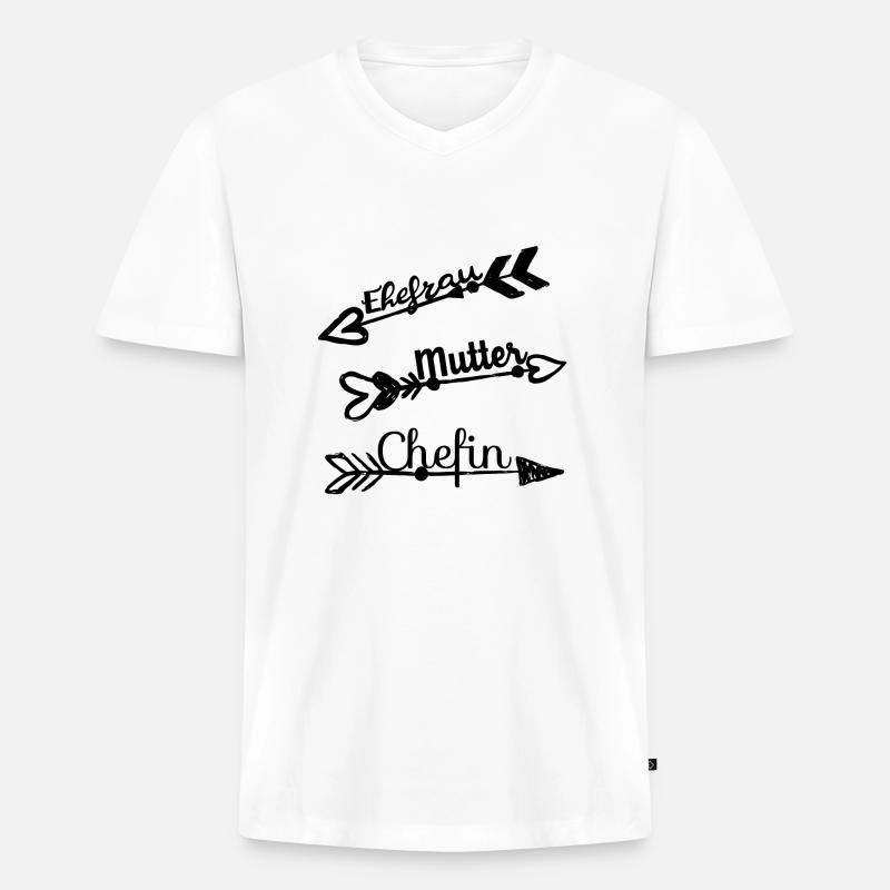Ehefrau Mutter Chefin - Männer Premium Bio T-Shirt mit V-Ausschnitt - Weiß