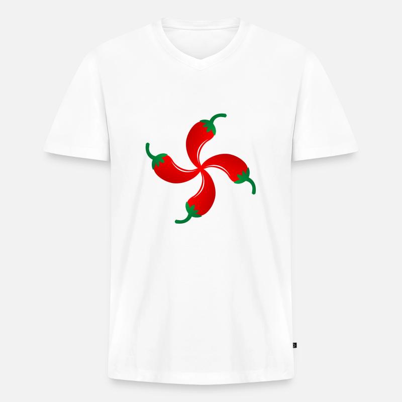 Quer Espelette Basken - Männer Premium Bio T-Shirt mit V-Ausschnitt - Weiß