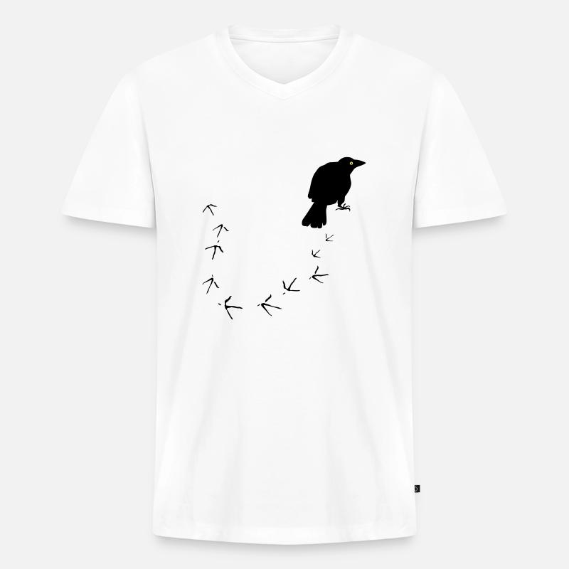 Krähe - Männer Premium Bio T-Shirt mit V-Ausschnitt - Weiß