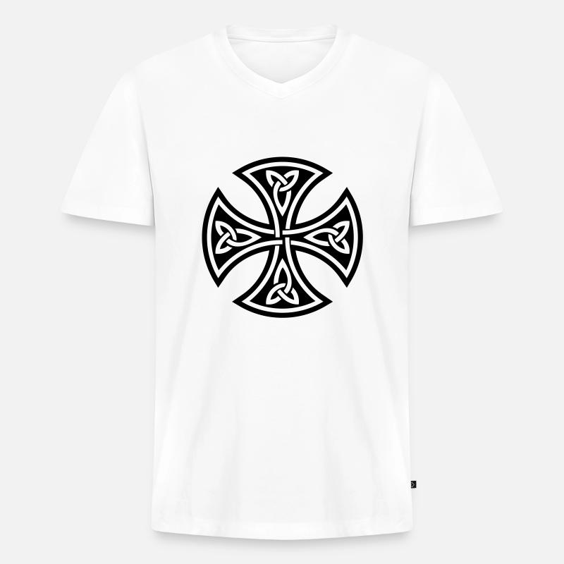 Wikinger-Design 01 - Männer Premium Bio T-Shirt mit V-Ausschnitt - Weiß