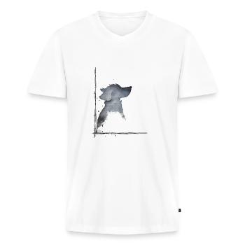 hund in Aquarell - Männer Premium Bio T-Shirt mit V-Ausschnitt - Weiß - Vorne - Nico (187cm)