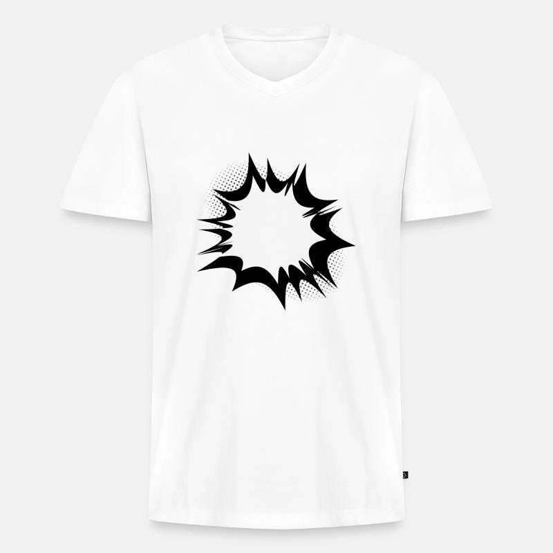 Comic Sprechblase Explosion - Männer Premium Bio T-Shirt mit V-Ausschnitt - Weiß