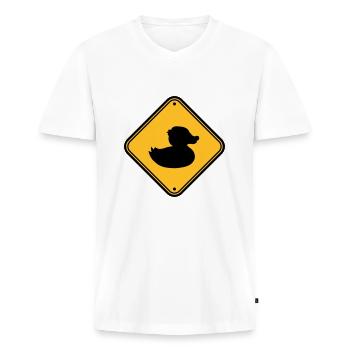 zone schild verboten hinweis gefahr achtung vorsic - Männer Premium Bio T-Shirt mit V-Ausschnitt - Weiß - Vorne - Nico (187cm)
