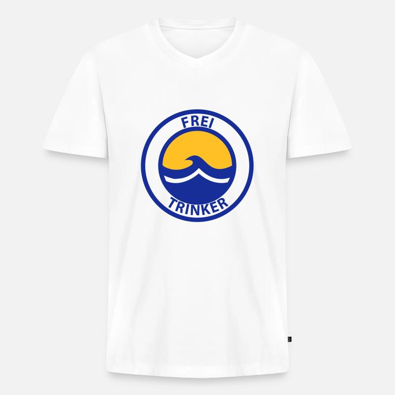 Freitrinker - Männer Premium Bio T-Shirt mit V-Ausschnitt - Weiß