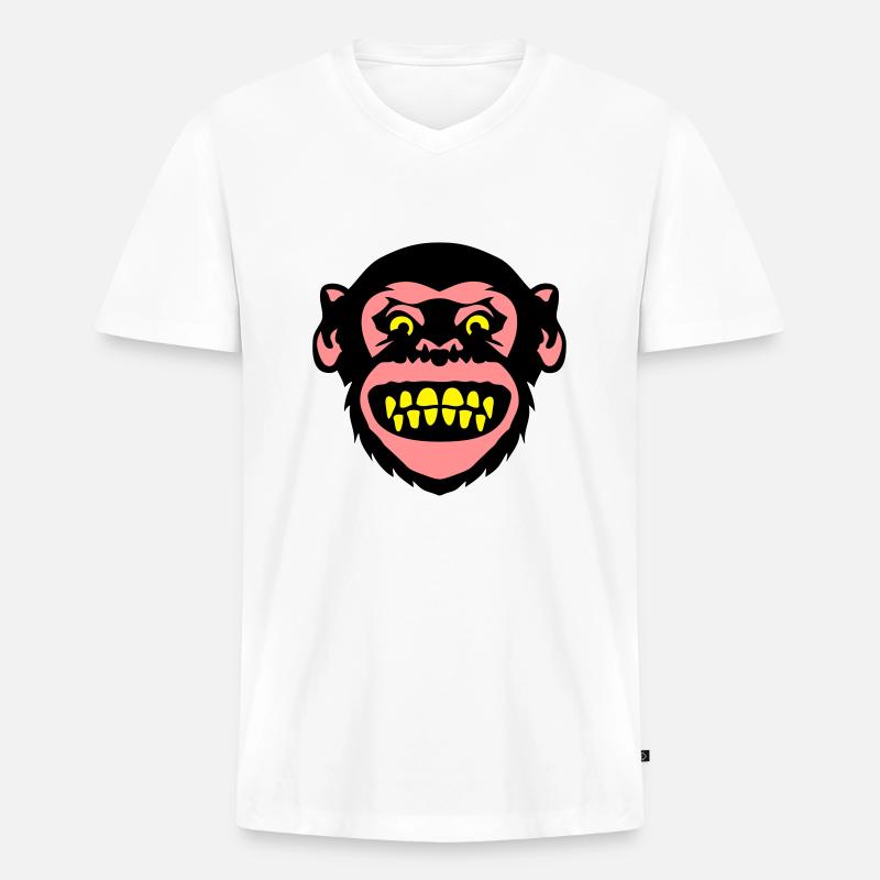 monkey monkey Grimasse 8 - Männer Premium Bio T-Shirt mit V-Ausschnitt - Weiß