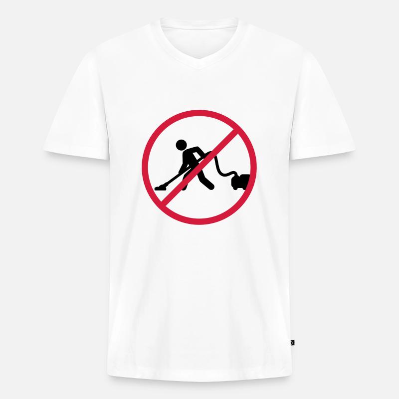 No Vacuuming - Männer Premium Bio T-Shirt mit V-Ausschnitt - Weiß