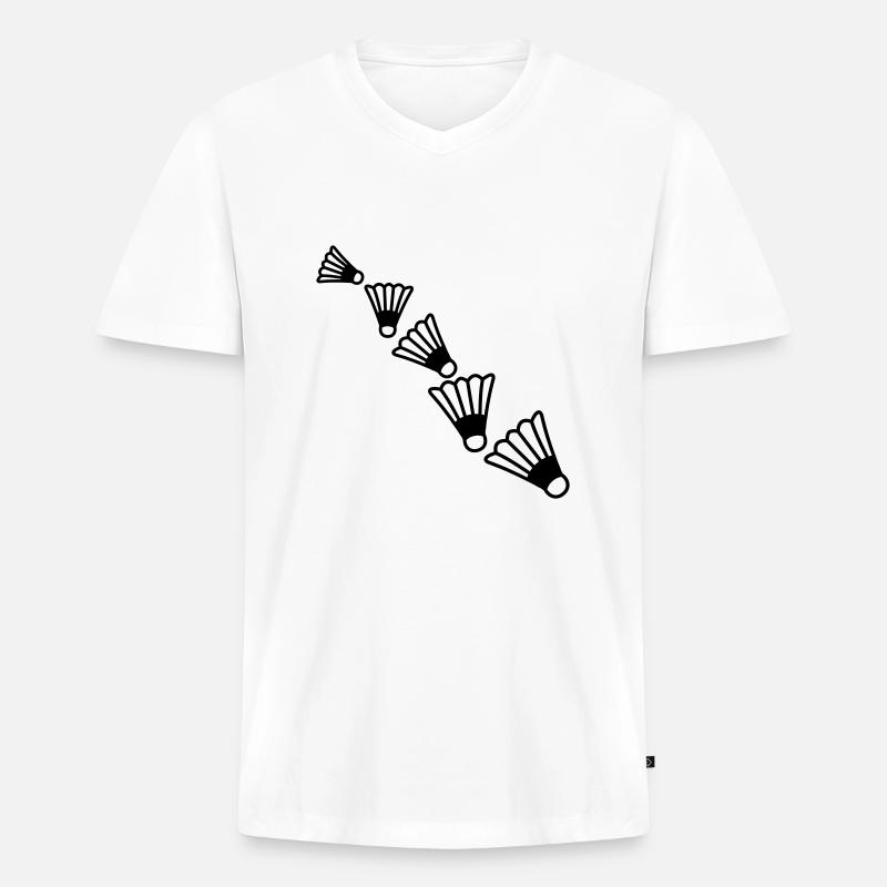 Badmintons Pattern - Männer Premium Bio T-Shirt mit V-Ausschnitt - Weiß