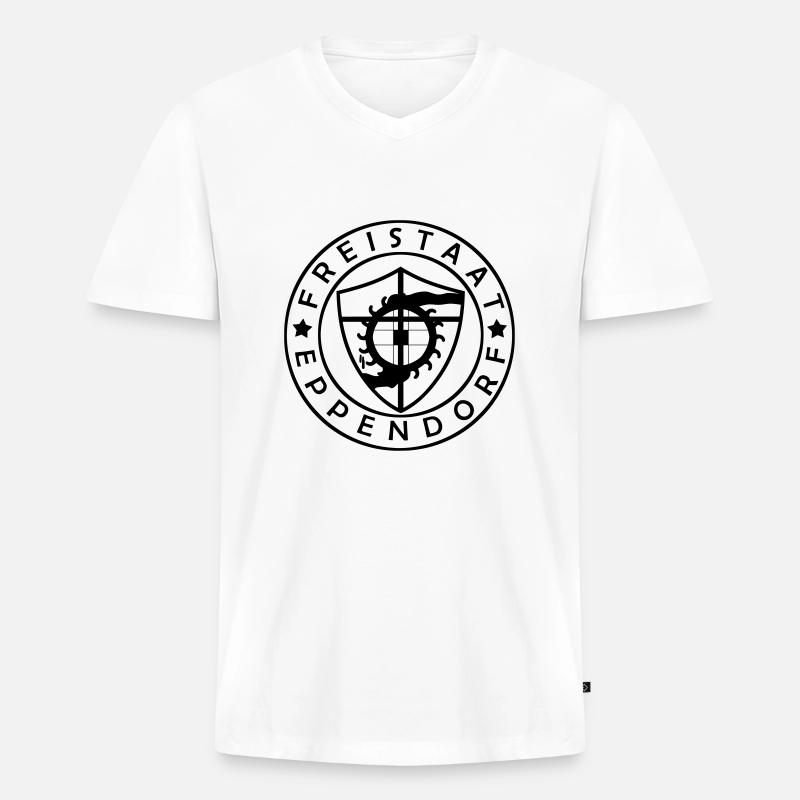 Freistaat Eppendorf - Männer Premium Bio T-Shirt mit V-Ausschnitt - Weiß