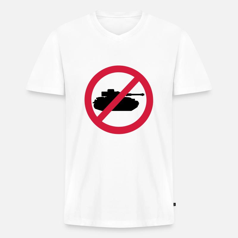 Panzer - Männer Premium Bio T-Shirt mit V-Ausschnitt - Weiß