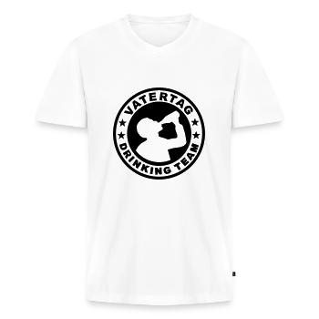 Vatertag - Männer Premium Bio T-Shirt mit V-Ausschnitt - Weiß - Vorne - Nico (187cm)