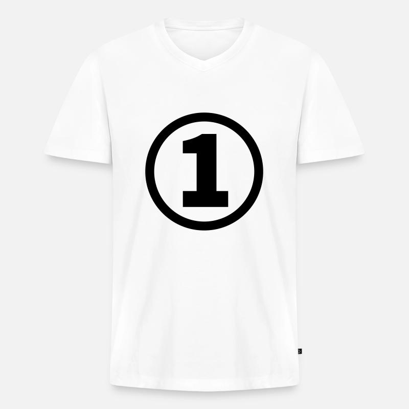 Nummer eins - Männer Premium Bio T-Shirt mit V-Ausschnitt - Weiß