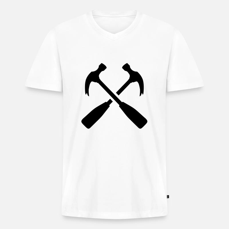 Hammer - Männer Premium Bio T-Shirt mit V-Ausschnitt - Weiß