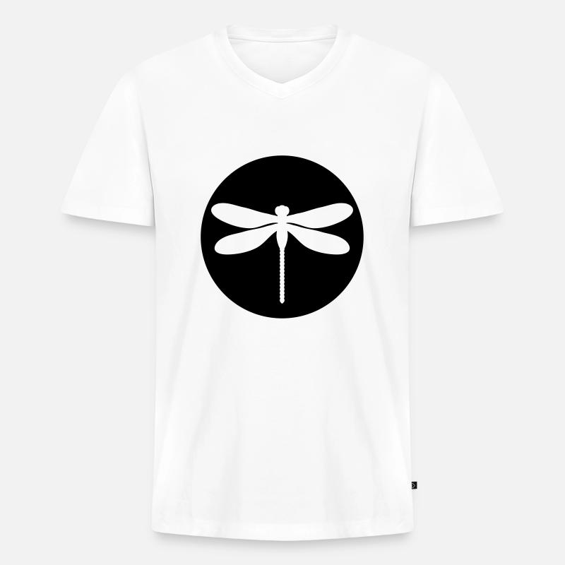 libelle - Männer Premium Bio T-Shirt mit V-Ausschnitt - Weiß