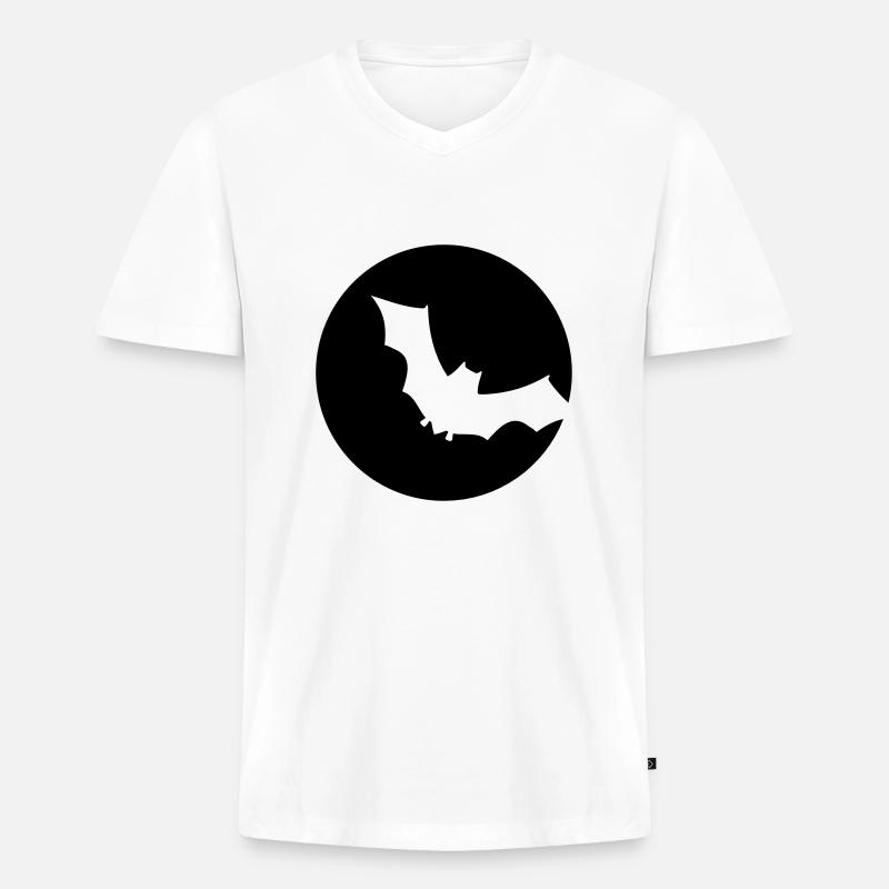 Fledermaus - Männer Premium Bio T-Shirt mit V-Ausschnitt - Weiß