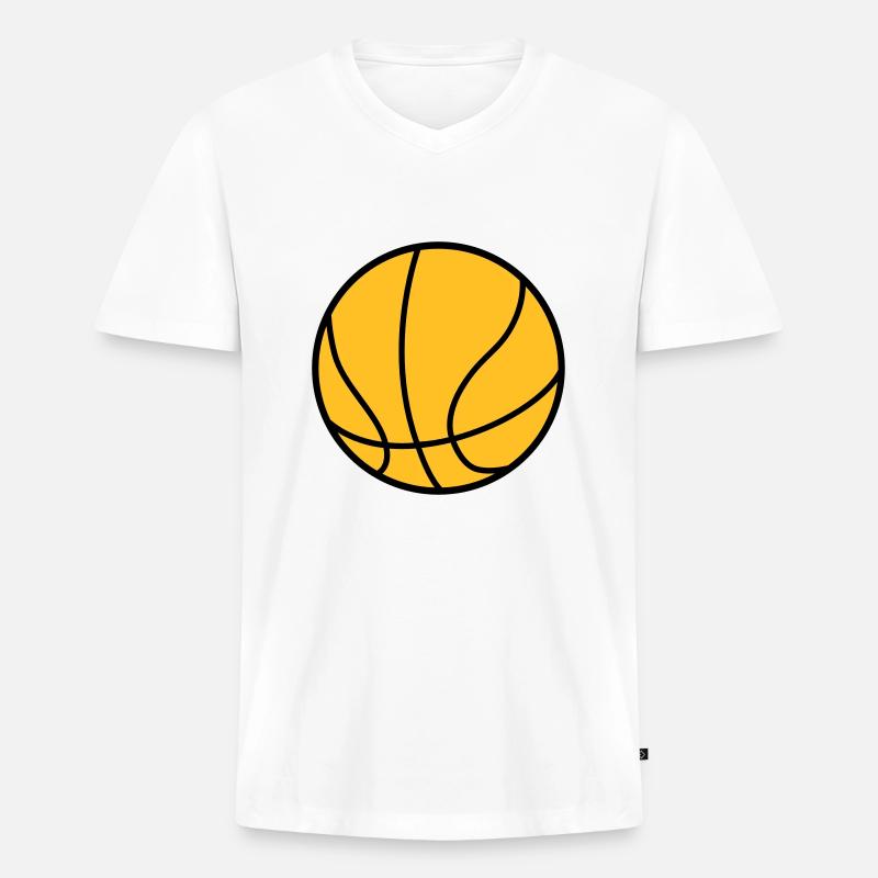 Basketball - Männer Premium Bio T-Shirt mit V-Ausschnitt - Weiß
