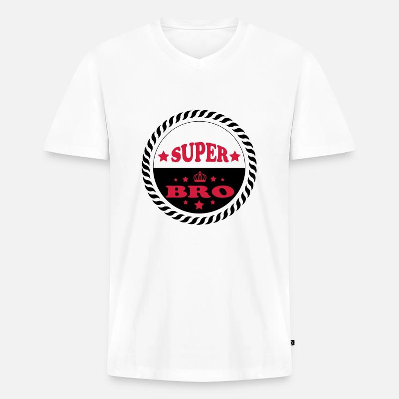 Super bro 111 - Männer Premium Bio T-Shirt mit V-Ausschnitt - Weiß