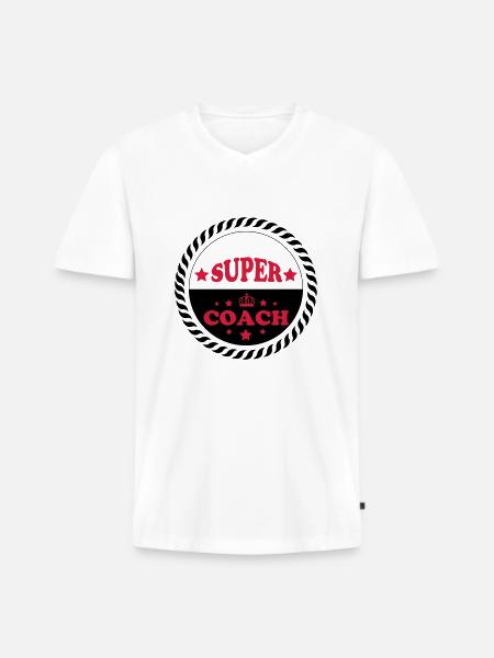Super coach - Men's Premium Organic T-shirt with V-neck - white