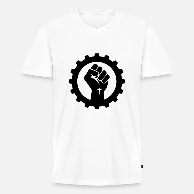 EBM Logo 19 (Vector) - Männer Premium Bio T-Shirt mit V-Ausschnitt - Weiß