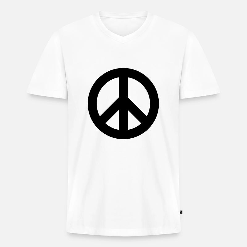 Peace Logo - Männer Premium Bio T-Shirt mit V-Ausschnitt - Weiß