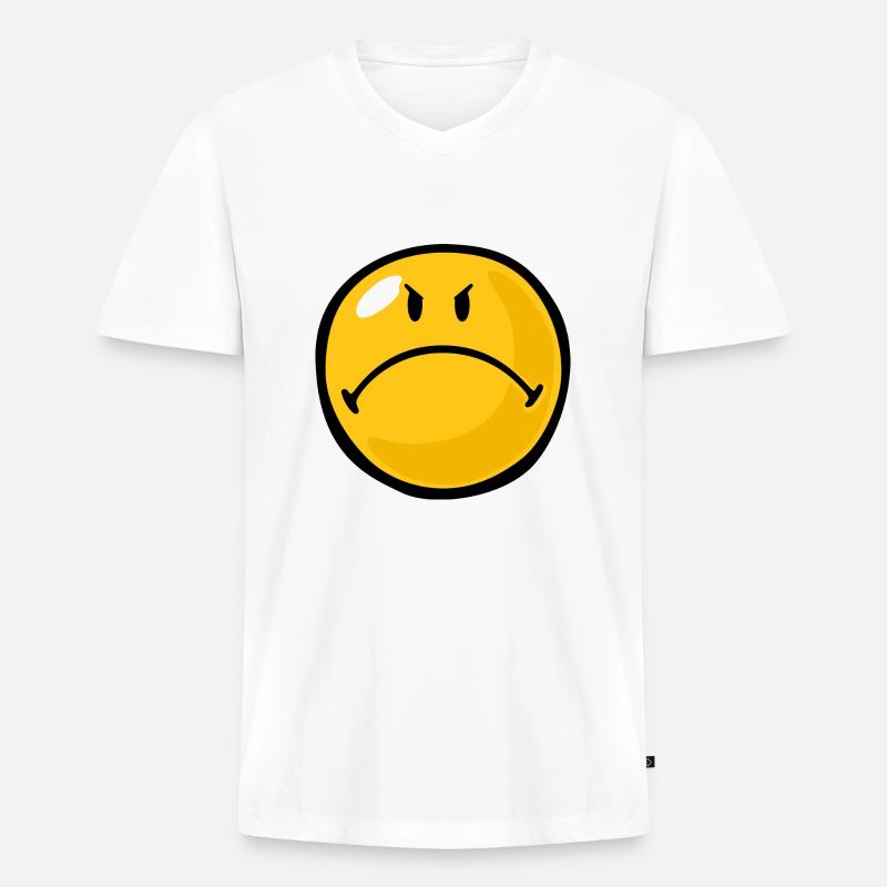 Smiley Anger Riled - Männer Premium Bio T-Shirt mit V-Ausschnitt - Weiß