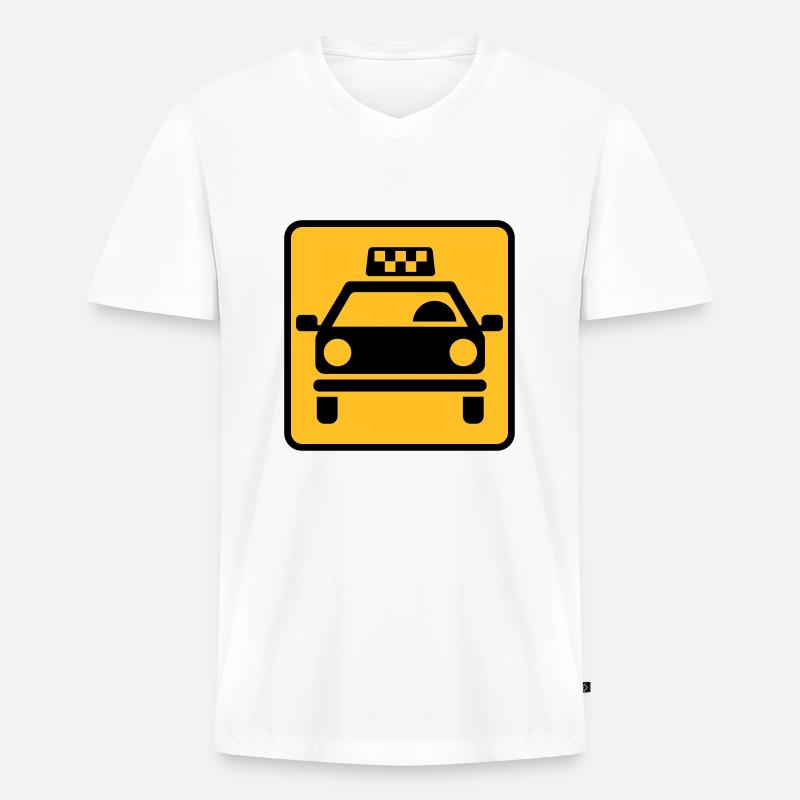 Taxi - Männer Premium Bio T-Shirt mit V-Ausschnitt - Weiß