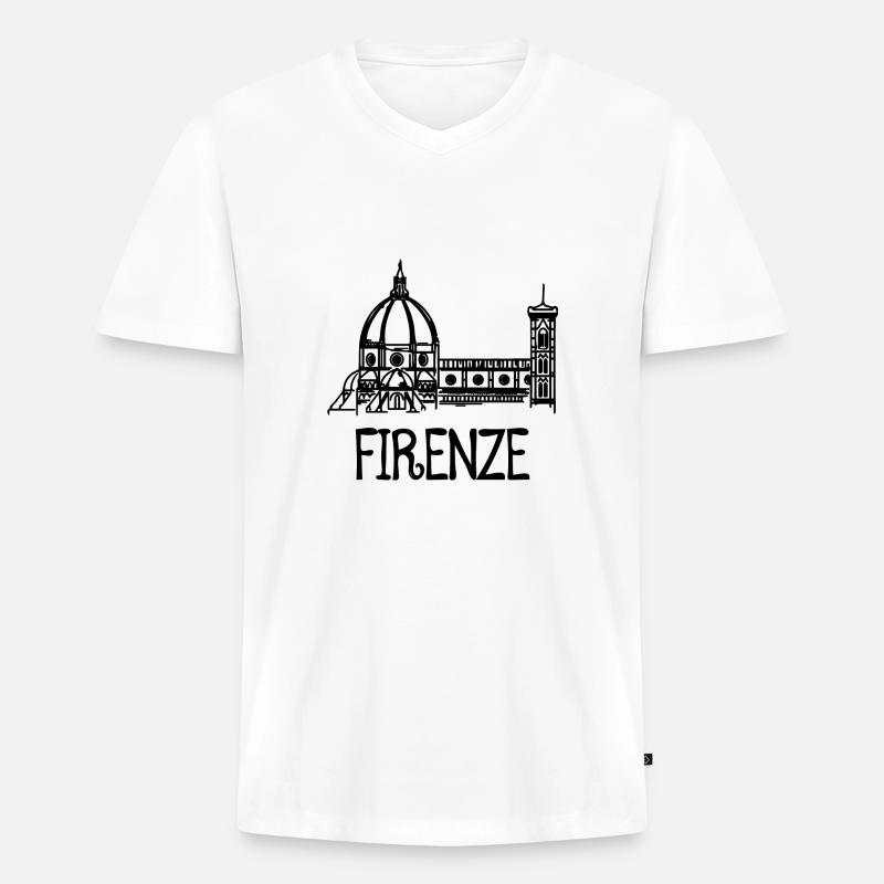 Florenz - Männer Premium Bio T-Shirt mit V-Ausschnitt - Weiß
