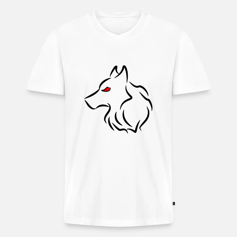 Der Wolf - Männer Premium Bio T-Shirt mit V-Ausschnitt - Weiß