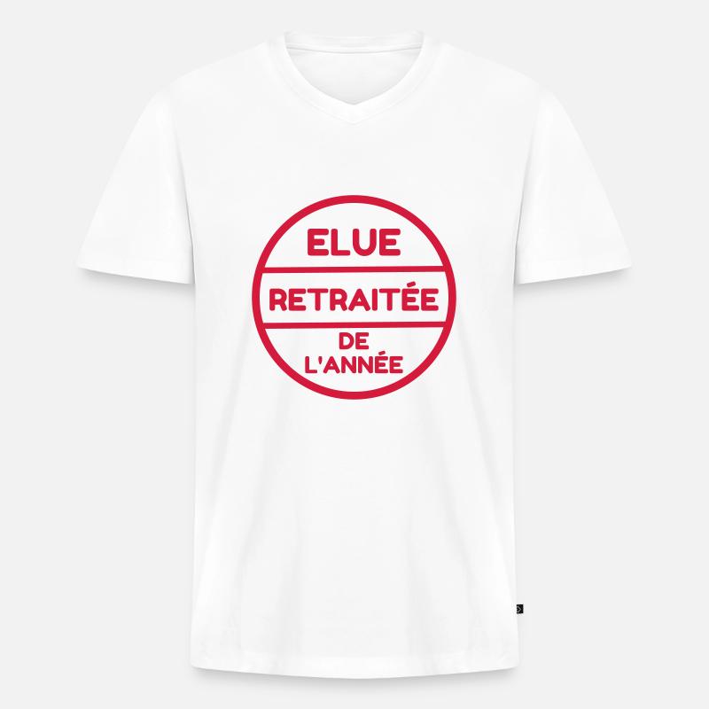 retraite / retraité / retraitée / pension - T-shirt encolure en V Premium bio Homme - blanc