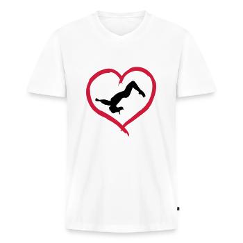 Gymnast, Gymnastics Heart & Backflip - T-shirt encolure en V Premium bio Homme - blanc - Devant - Nico (187cm)