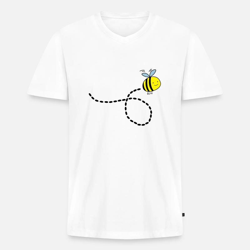 flying_bee_02 - Männer Premium Bio T-Shirt mit V-Ausschnitt - Weiß
