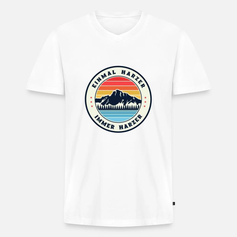 Einmal Harzer, Immer Harzer - Männer Premium Bio T-Shirt mit V-Ausschnitt - Weiß