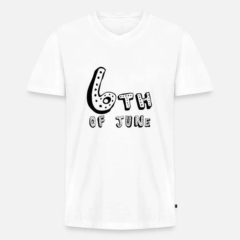 6. Juni - Männer Premium Bio T-Shirt mit V-Ausschnitt - Weiß