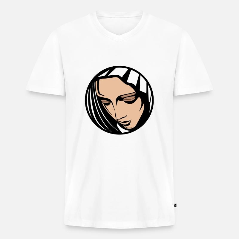 Maria, Mutter voller Gnade - Männer Premium Bio T-Shirt mit V-Ausschnitt - Weiß