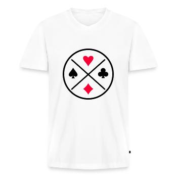 Symboles de cartes Poker - T-shirt encolure en V Premium bio Homme - blanc - Devant - Nico (187cm)