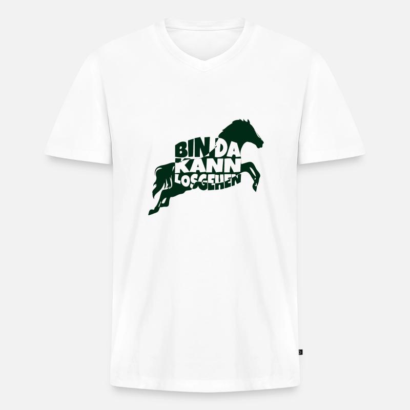bin da pferd 1 - Männer Premium Bio T-Shirt mit V-Ausschnitt - Weiß
