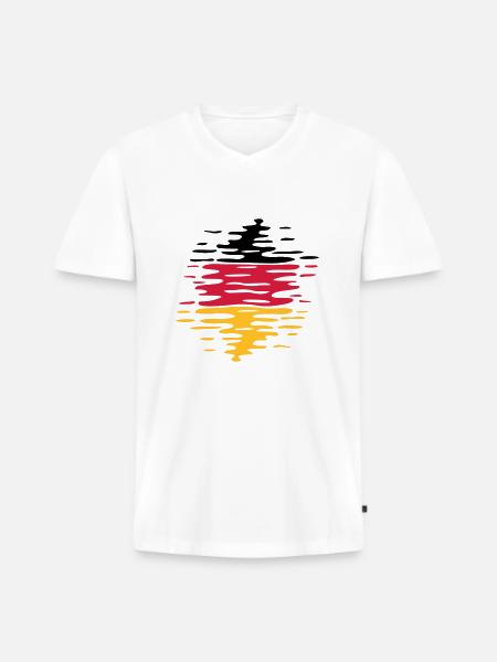 Germany Flag Waves - Men's Premium Organic T-shirt with V-neck - white