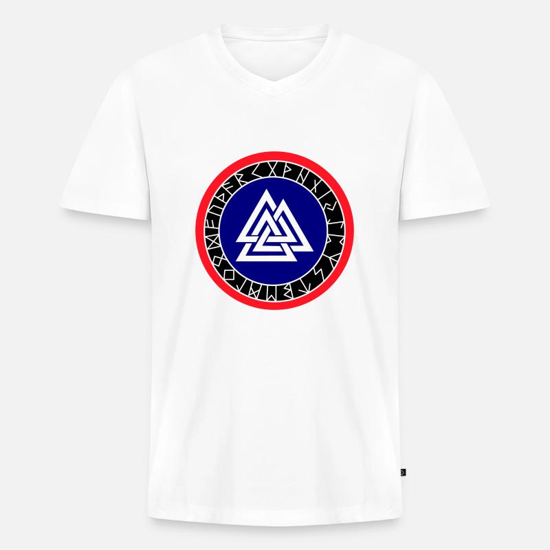 Wikinger Kompass Wotan - Männer Premium Bio T-Shirt mit V-Ausschnitt - Weiß